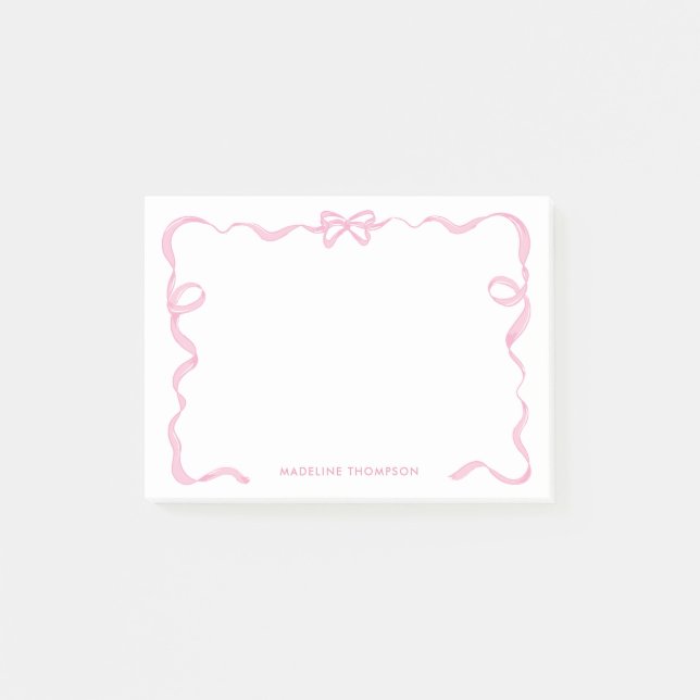 Notas Post-it® Moda Girly Rubor Pink Bow Frame (Anverso)