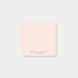Notas Post-it® Moda Minimalista moderna Monograma Pastel rosa cla