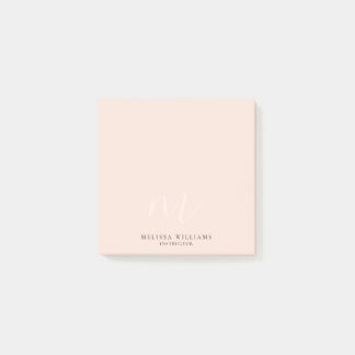 Notas Post-it® Moda Minimalista moderna Monograma Pastel rosa cla