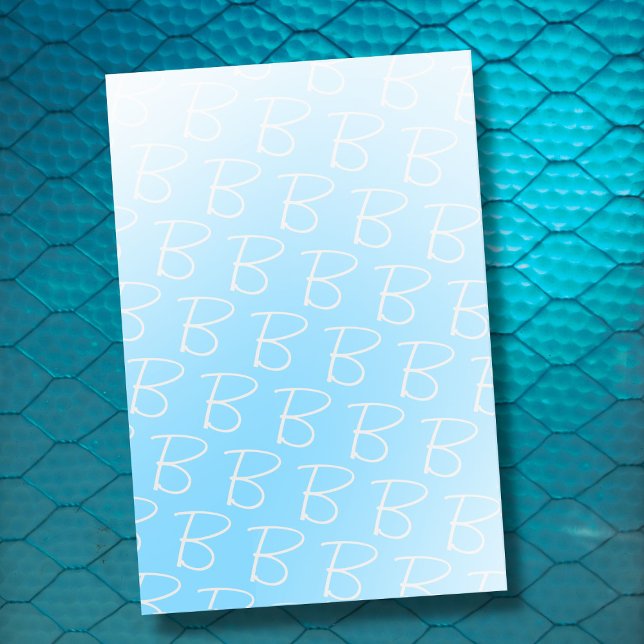 Notas Post-it® Moda moderna de gradiente azul pastel inicial mono (Subido por el creador)