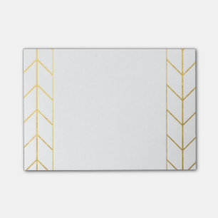 Notas Post-it® Moda moderna del fondo blanco de Chevron del oro
