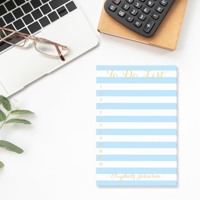 Notas Post-it® Moda Moderna Elegante De Estilo Azul Lilado A Hace (Modern Chic Elegant Trendy Blue Lined To Do List Post-it Notes)