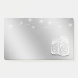 Notas Post-it® Moda moderna Mason Jars String Luces Flor plateada