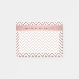 Notas Post-it® Moda Moderno Rosa Dorado Chevron Monogramado