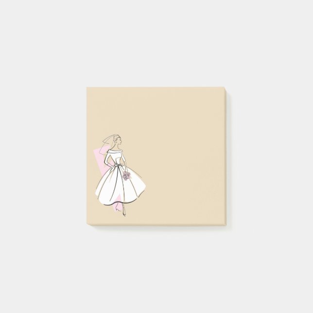 Notas Post-it® Moda Novia Neutral señala cuadrado (Anverso)
