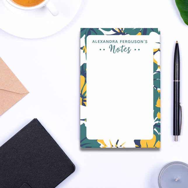 Notas Post-it® Moda Patrón floral verde tropical amarillo blanco  (Subido por el creador)