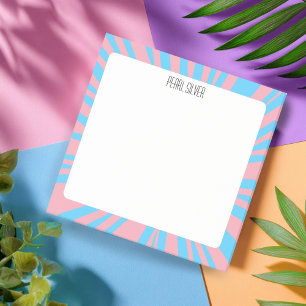 Notas Post-it® Moda PERSONALIZADO de franjas rosadas-azules Monog