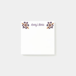 Notas Post-it® Moda Purple Faux Gold Floral Nombre