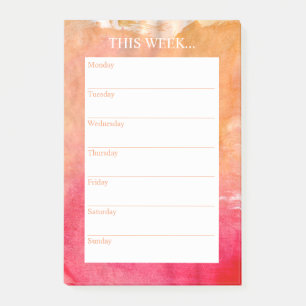 Notas Post-it® Moda simple planificador semanal Sunset de color