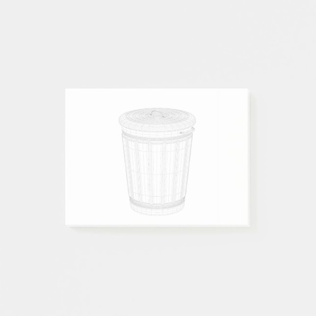 Notas Post-it® Modelo 3D de bastidor de alambre de cubo de basura (Anverso)