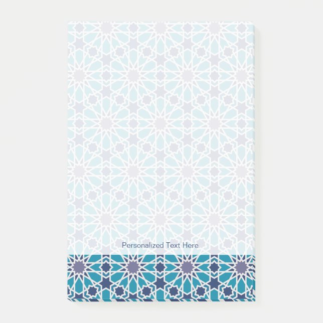 Notas Post-it® Modelo abstracto en azul y gris (Anverso)