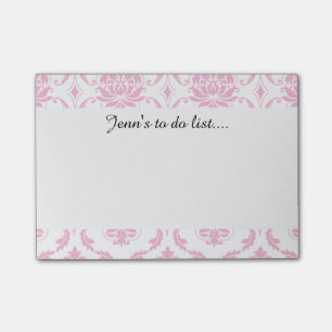 Notas Post-it® Modelo blanco rosado femenino del damasco del