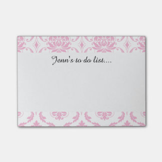 Notas Post-it® Modelo blanco rosado femenino del damasco del