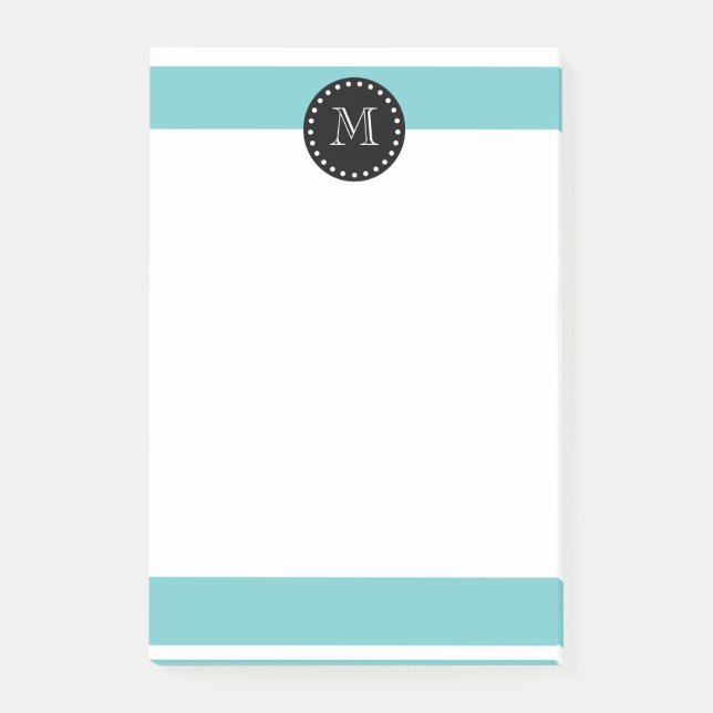 Notas Post-it® Modelo blanco verde azulado de las rayas, (Anverso)