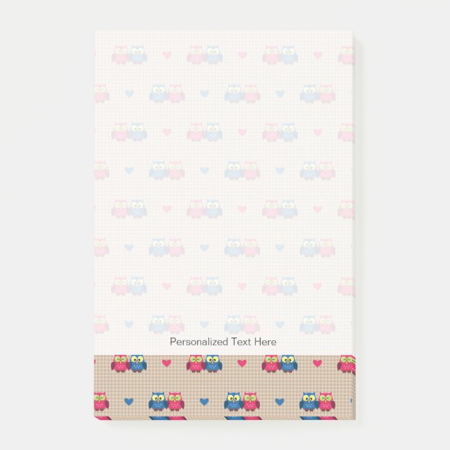 Notas Post-it® Modelo comprobado con los búhos del amor (Anverso)