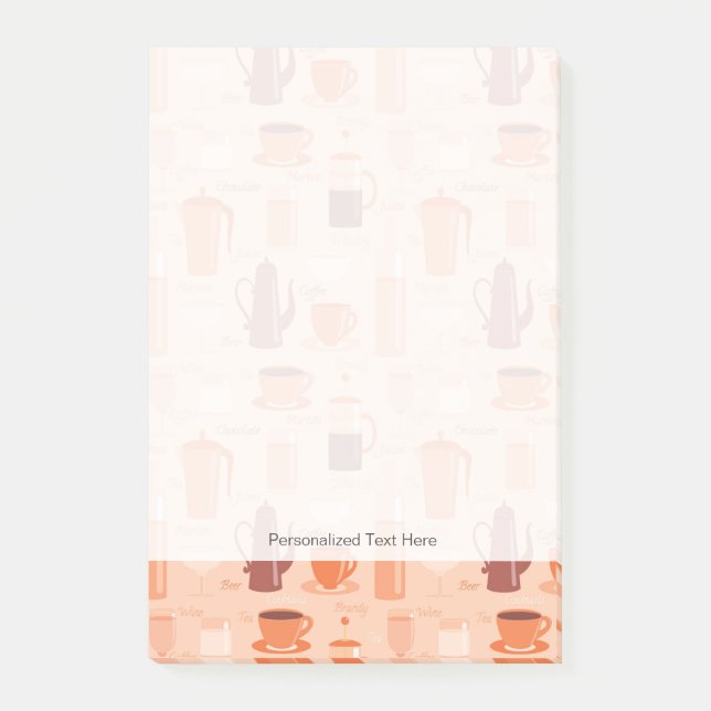 Notas Post-it® Modelo con las bebidas y el texto (Anverso)