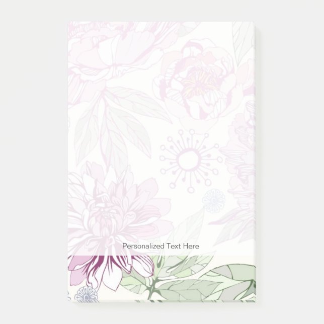 Notas Post-it® Modelo con las flores rosadas (Anverso)