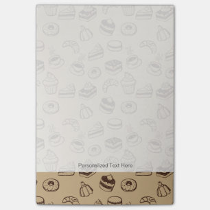 Notas Post-it® Modelo con las tortas, los postres y la panadería