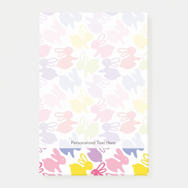 Notas Post-it® modelo con los conejos de Pascua (Anverso)