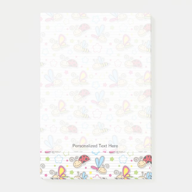Notas Post-it® modelo con los insectos (Anverso)