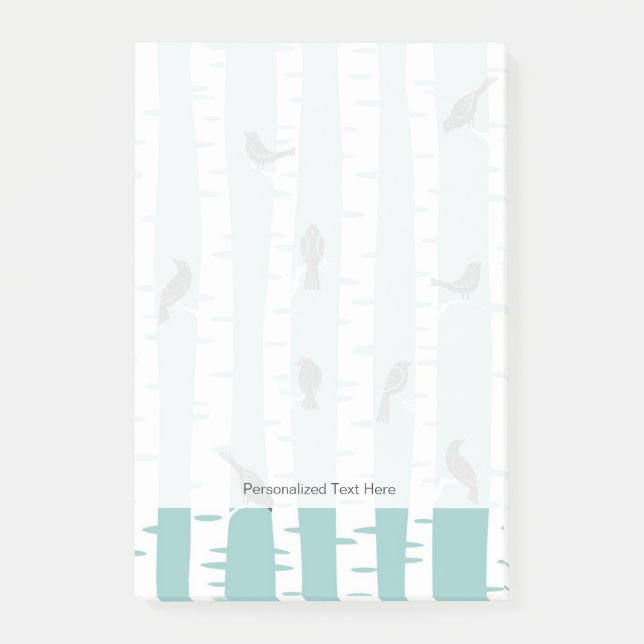 Notas Post-it® Modelo con los pájaros y los árboles (Anverso)