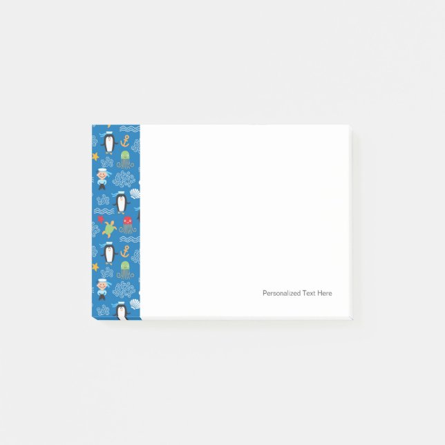 Notas Post-it® modelo con tema del mar (Anverso)