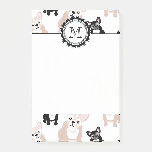 Notas Post-it® Modelo de encargo del bulldog francés (Anverso)