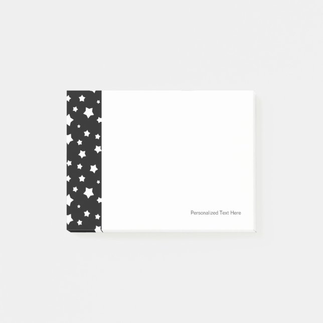 Notas Post-it® Modelo de estrellas blanco y negro (Anverso)