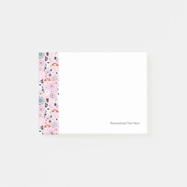 Notas Post-it® modelo de gatos y de flores (Anverso)