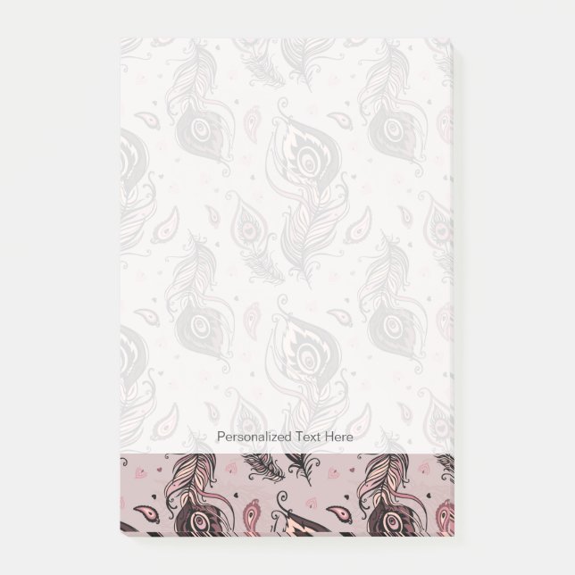 Notas Post-it® Modelo de la pluma del pavo real (Anverso)