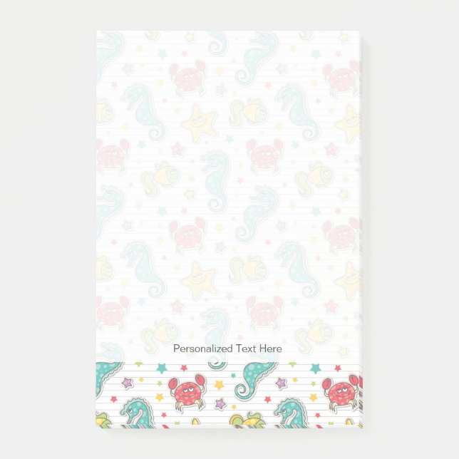 Notas Post-it® modelo de las criaturas del mar (Anverso)