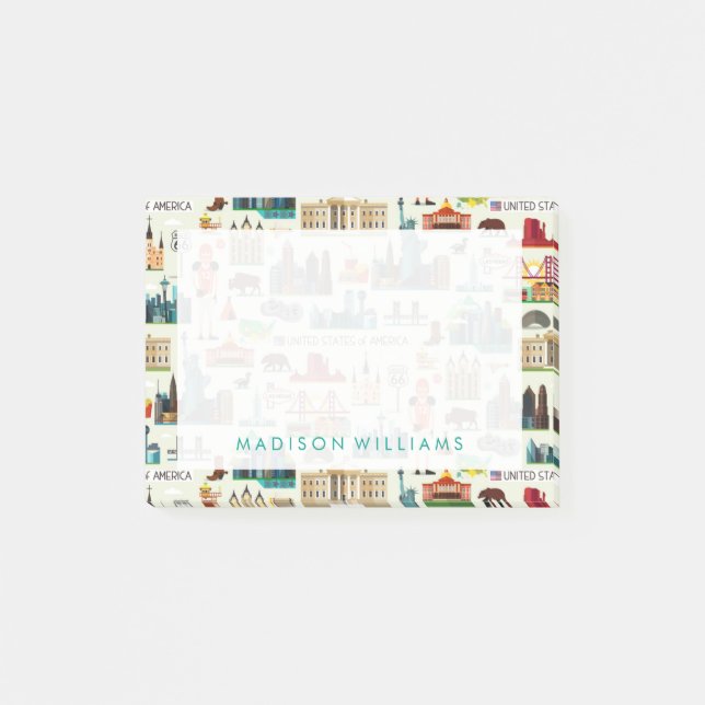 Notas Post-it® Modelo de los símbolos de Estados Unidos (Anverso)