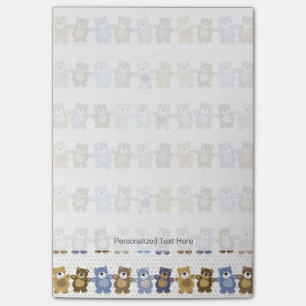 Notas Post-it® modelo de un oso de peluche del juguete