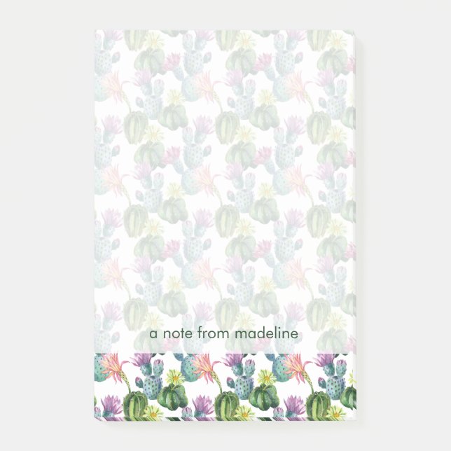 Notas Post-it® Modelo del arte de los cactus de la acuarela (Anverso)