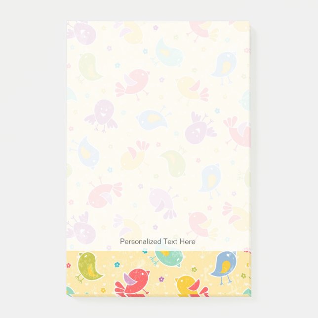 Notas Post-it® Modelo del bebé con los pájaros lindos (Anverso)