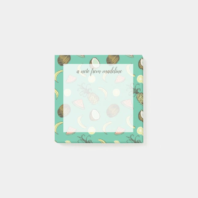 Notas Post-it® Modelo del Doodle de la fruta tropical (Anverso)