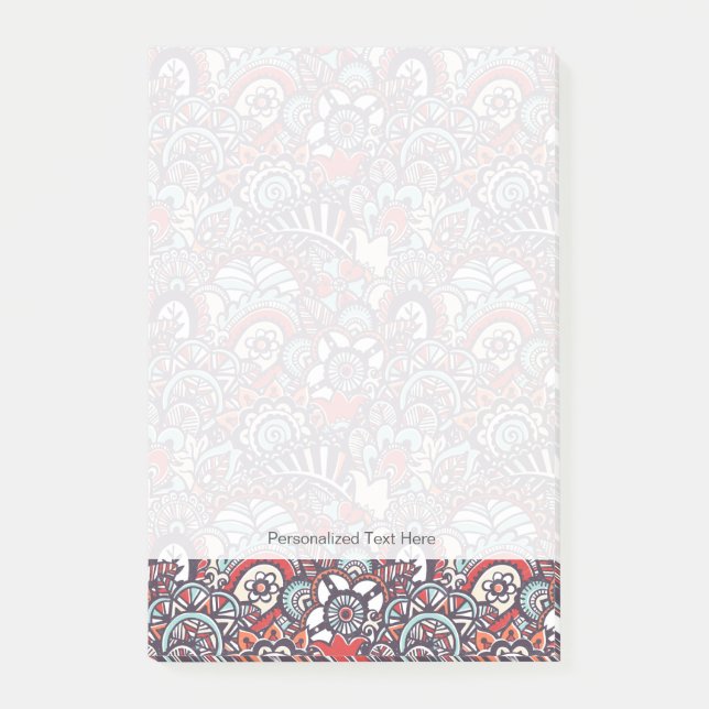 Notas Post-it® Modelo floral del Doodle de Paisley (Anverso)