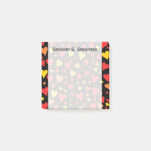 Notas Post-it® Modelo flotante del rojo, anaranjado y amarillo de (Anverso)