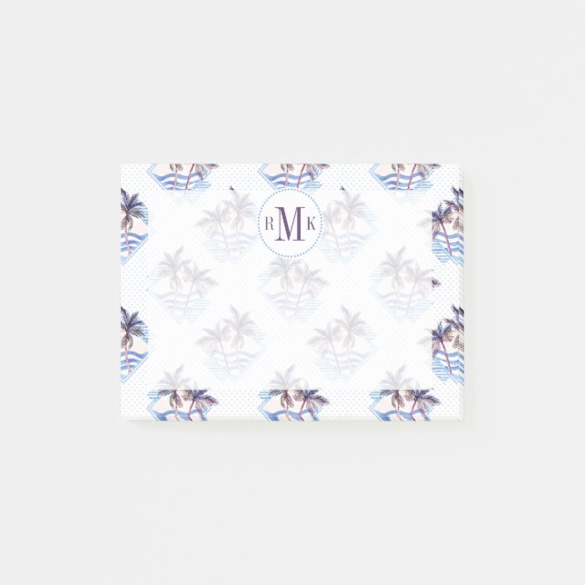 Notas Post-it® Modelo geométrico púrpura de la palmera de la (Anverso)