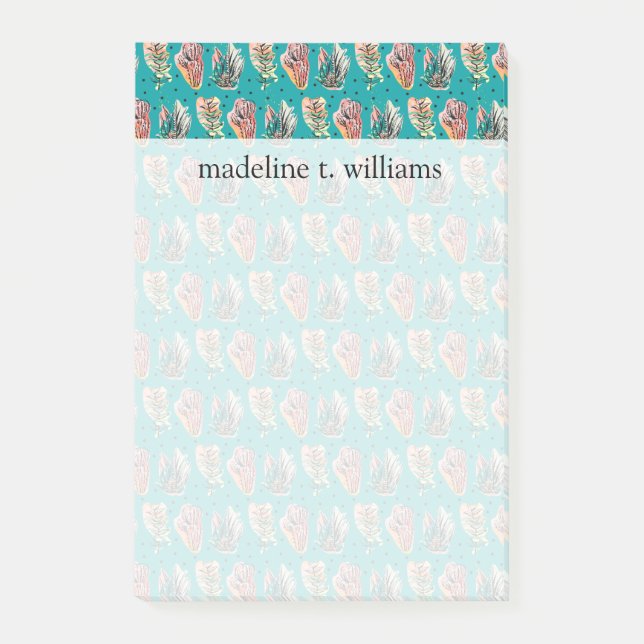 Notas Post-it® Modelo gráfico abstracto del Succulent del cactus (Anverso)