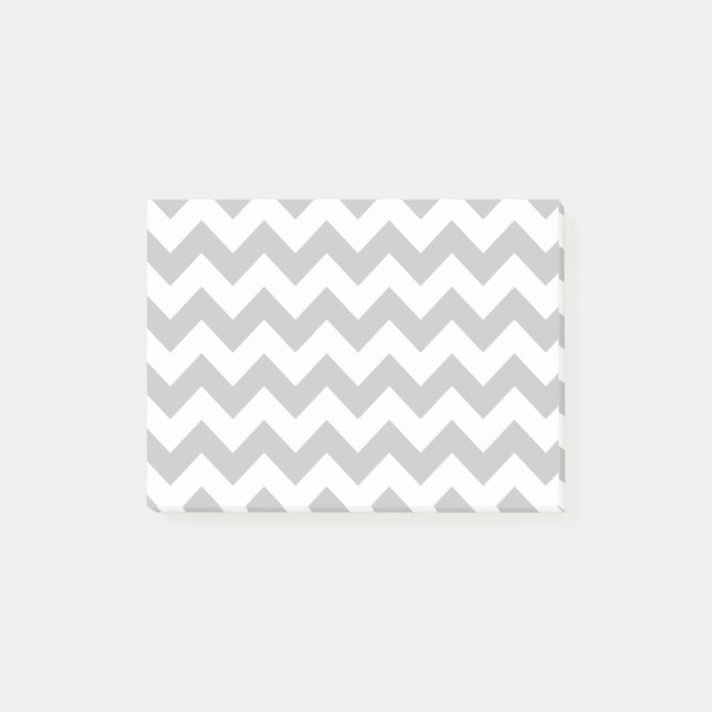 Notas Post-it® Modelo gris y blanco de Chevron del zigzag (Anverso)