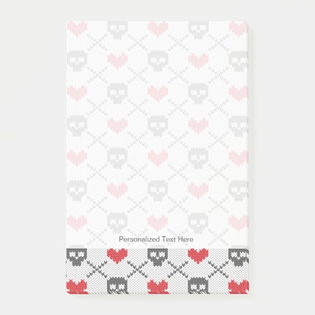 Notas Post-it® Modelo hecho punto con los cráneos (Anverso)