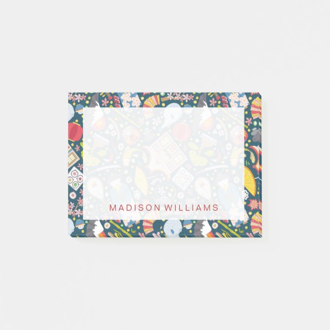 Notas Post-it® Modelo inconsútil japonés (Anverso)