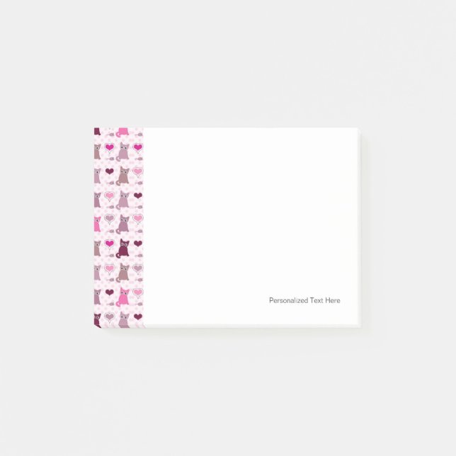 Notas Post-it® Modelo lindo de los chicas del gatito (Anverso)