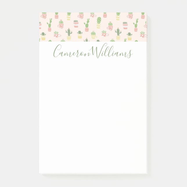 Notas Post-it® Modelo lindo del cactus (Anverso)