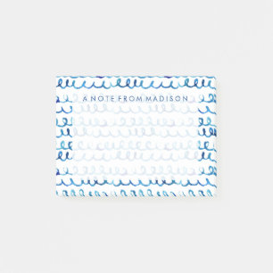Notas Post-it® Modelo ondulado de la acuarela azul pintada a mano