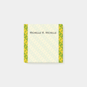 Notas Post-it® Modelo rayado verde y amarillo de los Rótulos de