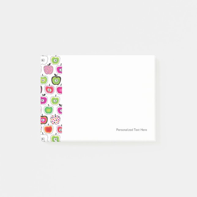 Notas Post-it® Modelo retro lindo de la manzana (Anverso)