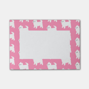 Notas Post-it® Modelo rosado de Westie - perros del oeste de