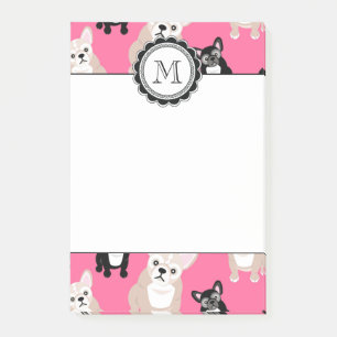 Notas Post-it® Modelo rosado lindo del bulldog francés